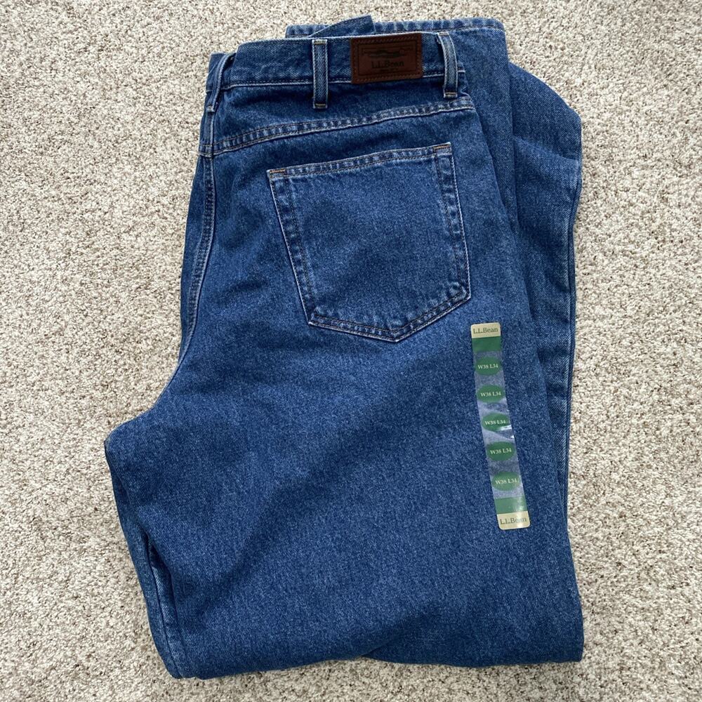 L.L. Bean Mens Jeans Flannel Lined Natural Fit Denim 100 Cotton Size W38 L34